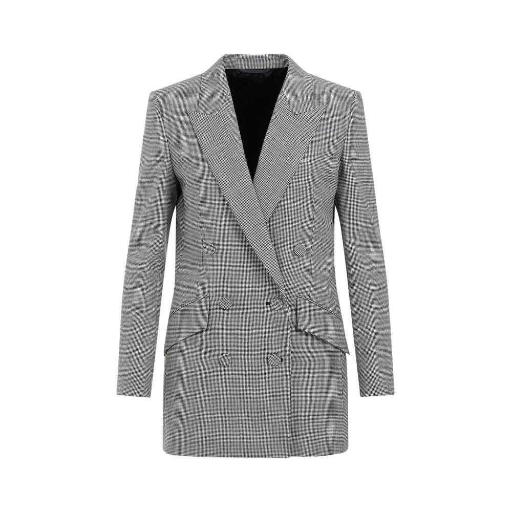 Givenchy Black And White Double Breast Wool Jacket In Blackwhite