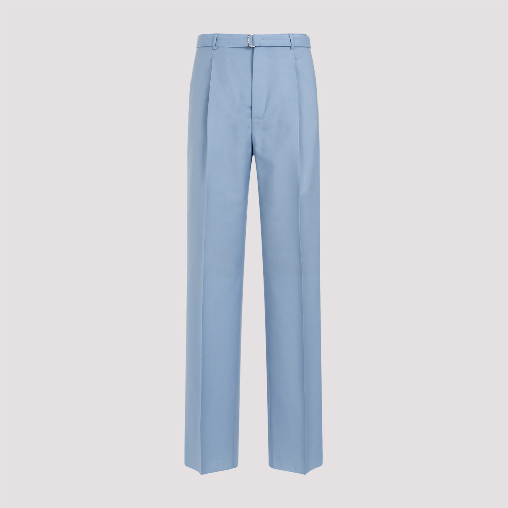 Shop Lanvin Light Blue Wide Leg Trouser