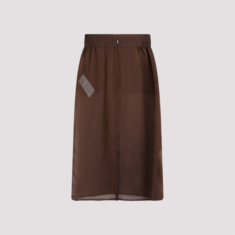 スカート SAINT LAURENT BROWN SILK SKIRT Saint Laurent Lace Trim Silk Skirt - Bergdorf Goodman