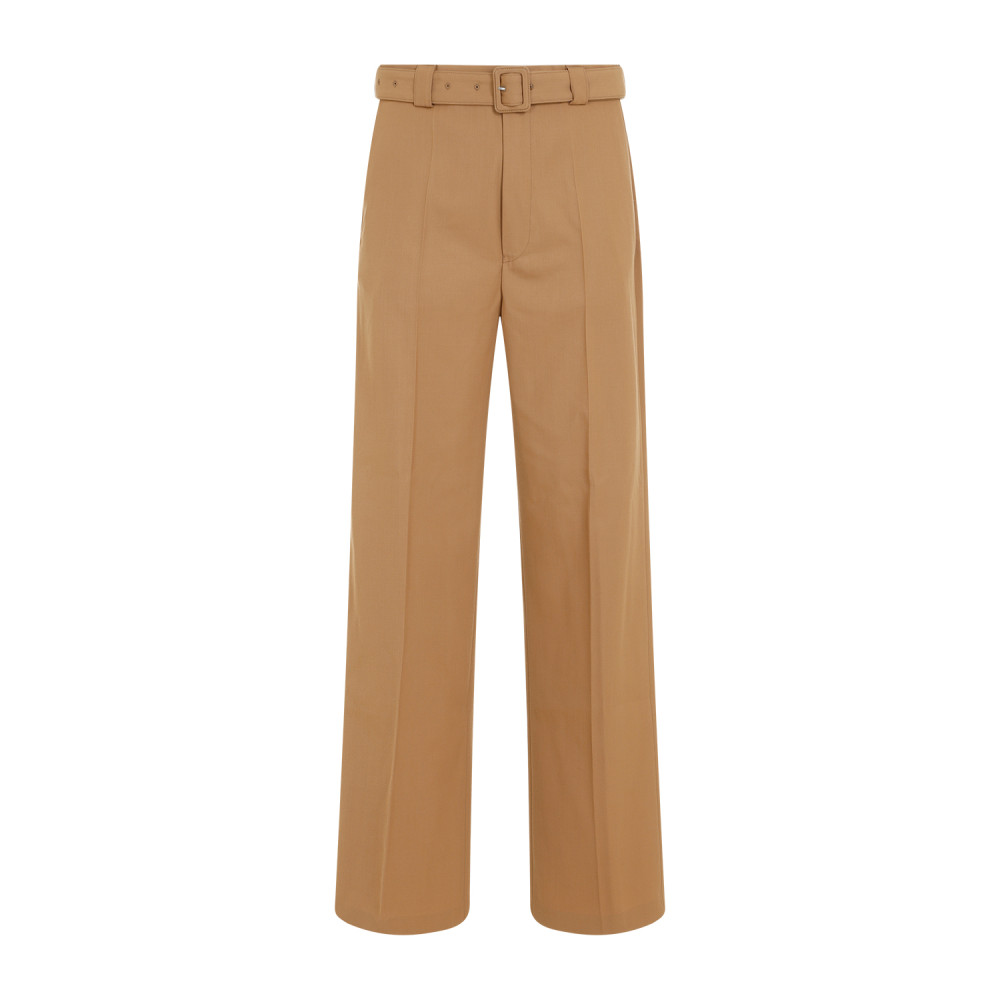 Dries Van Noten Belted Straight-leg Wool-blend Pants In Light Brown