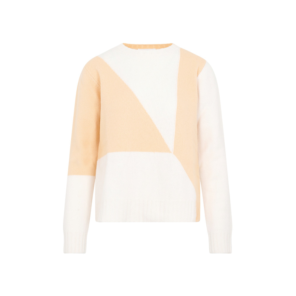 Jil Sander Open Orange Long-sleeved Wool Sweater In White