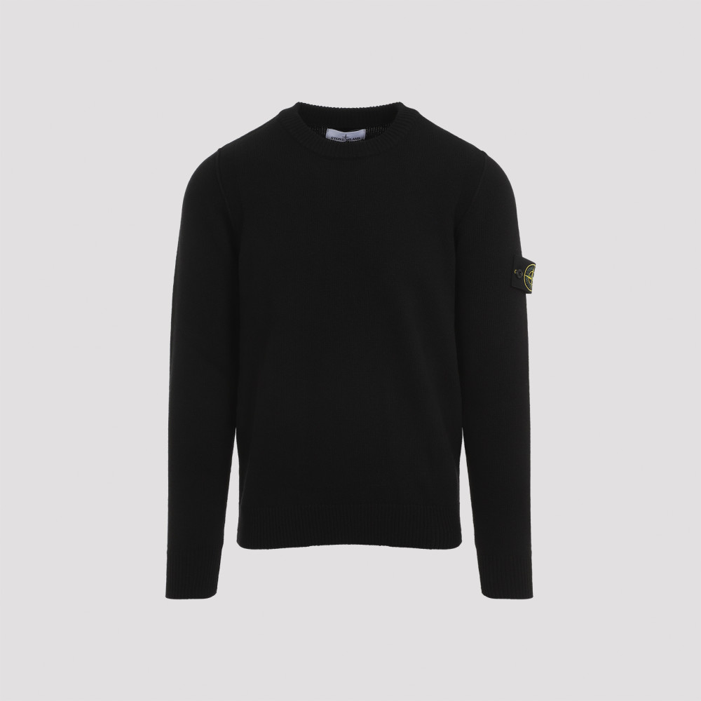Shop Stone Island Black Crew Neck Logo Pullover