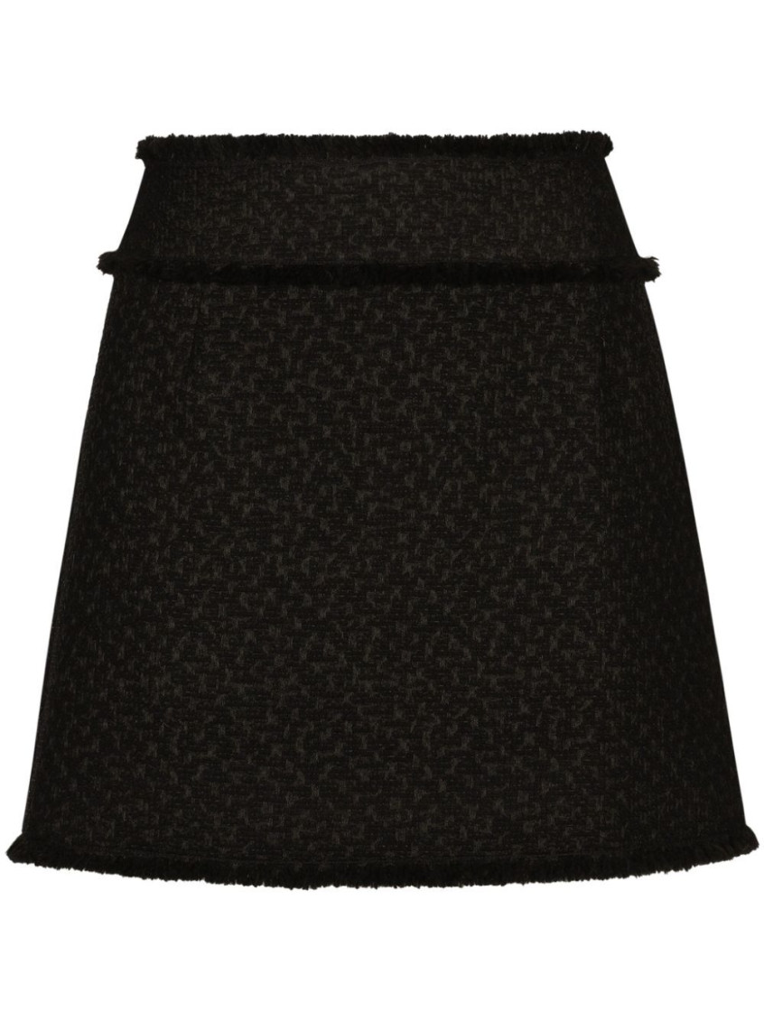 Dolce & Gabbana Wool-blend Tweed Miniskirt In Black