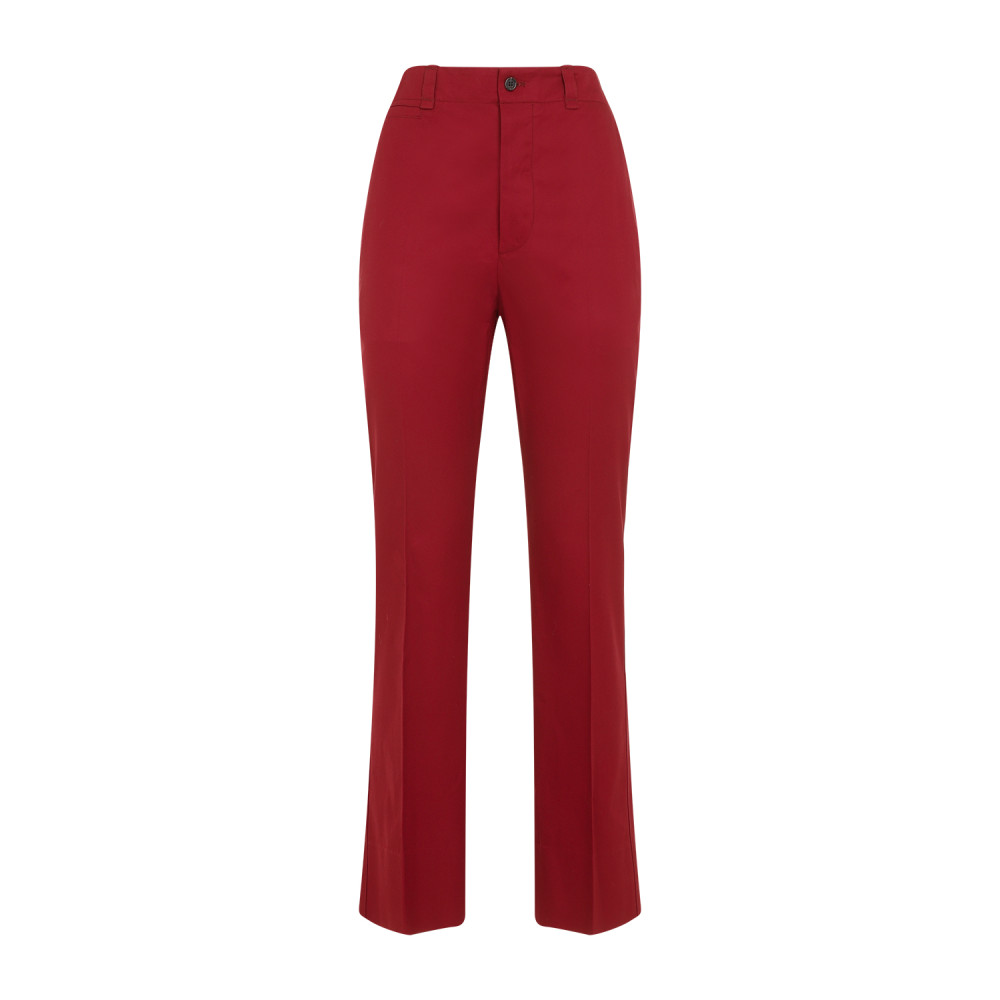Saint Laurent Cotton-twill Straight-leg Pants In Red
