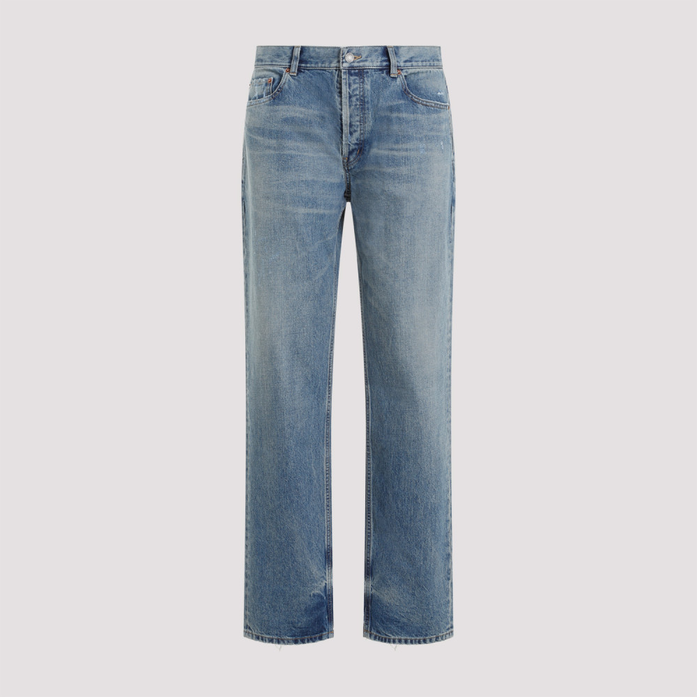 Saint Laurent Blue Relaxed Straight Cotton Jeans.