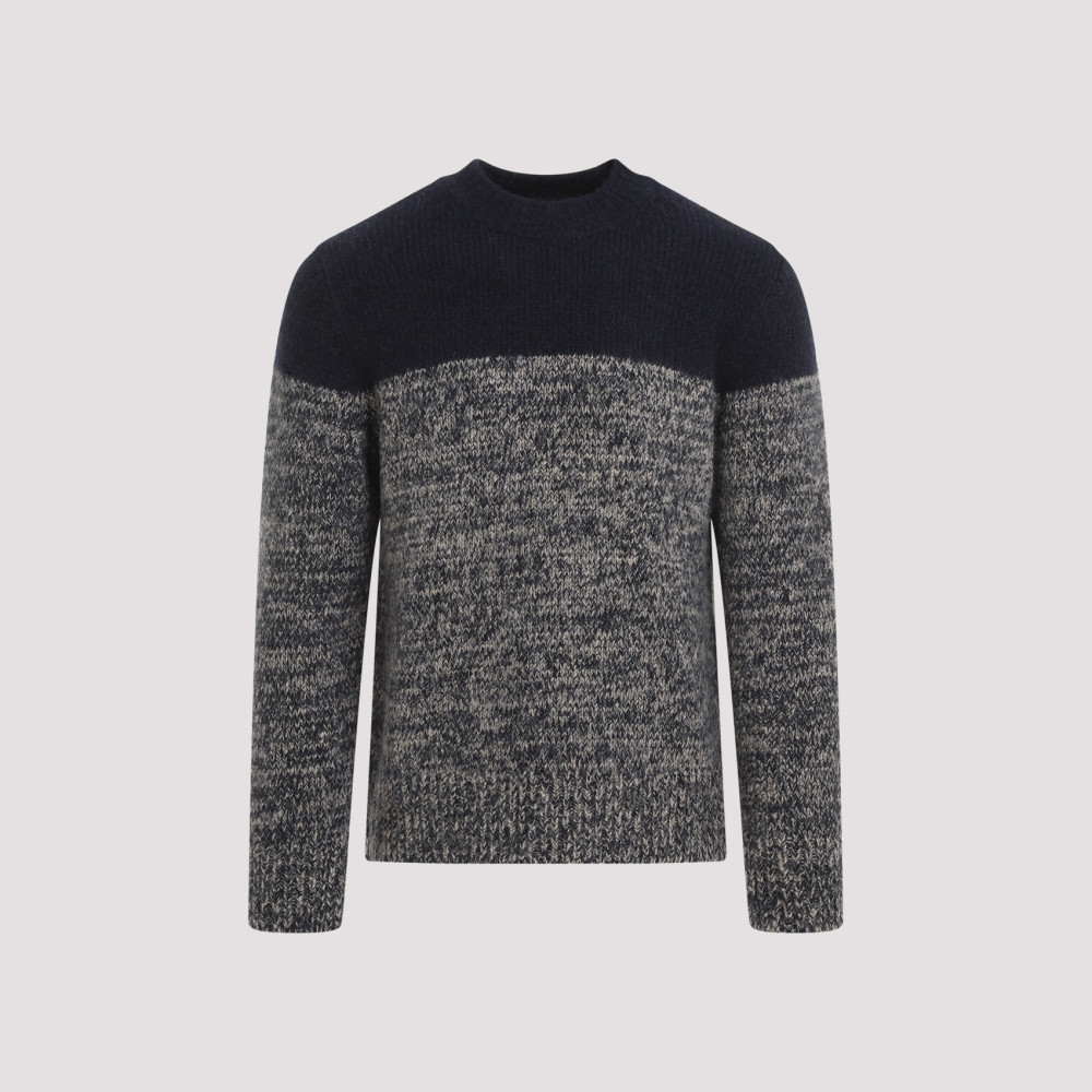Dries Van Noten Colour-block Merino-wool Jumper In Navy Blue