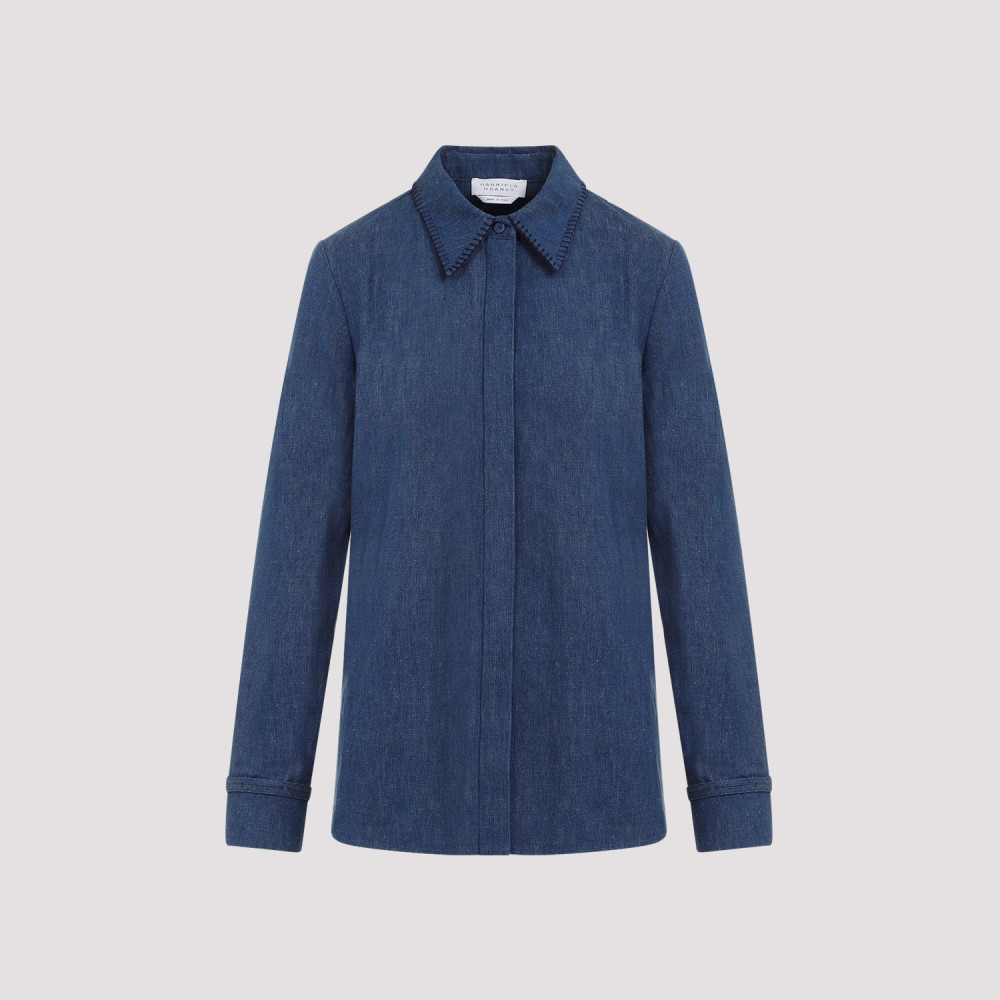 Gabriela Hearst Denim Blue Recycled Cotton Cruz Shirt In Denim