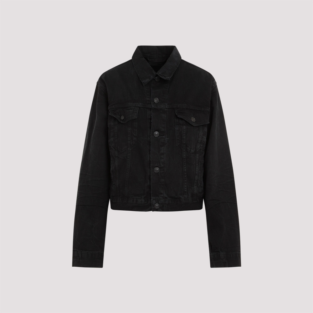 Balenciaga Denim Jacket With Chest And Lateral Pockets In Black