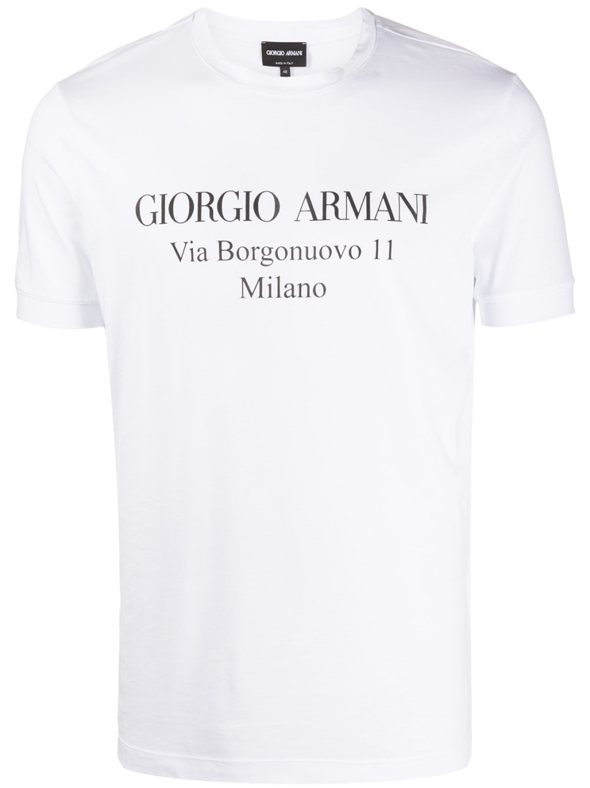 Giorgio Armani Logo Print Cotton Jersey T-shirt In White