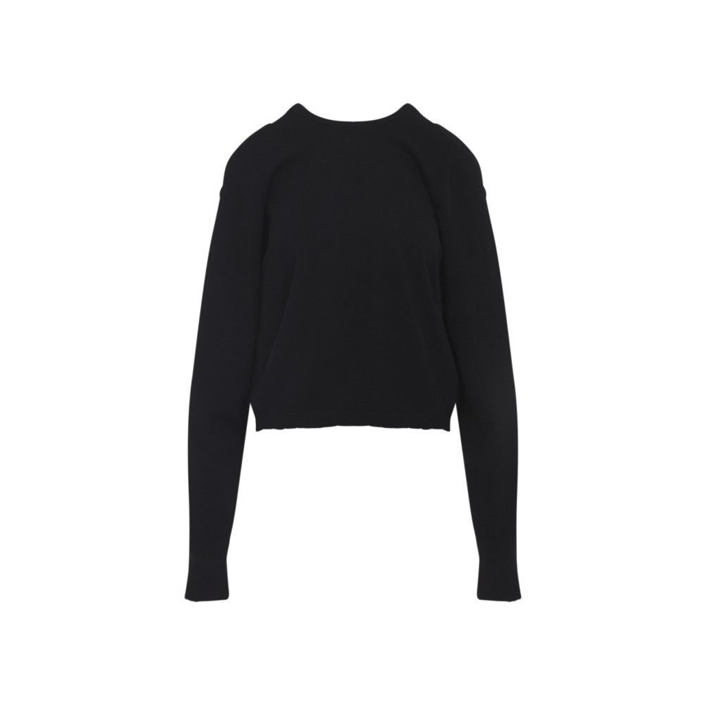 Maison Margiela Long-sleeved Wool Sweater With Cropped Fit And Minimalist Details In Black