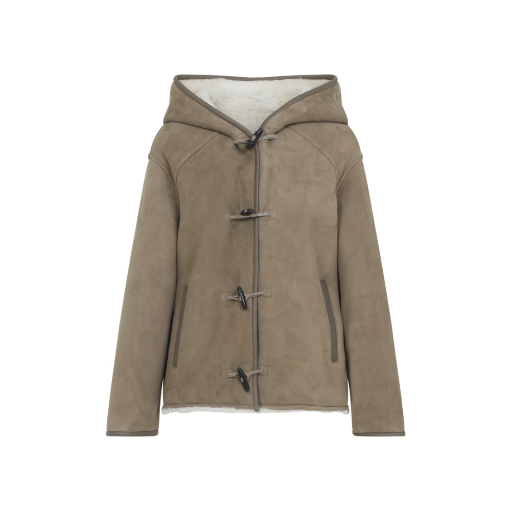 Yves Salomon Beige Suede Lamb Jacket With Shearling Lining In Brown