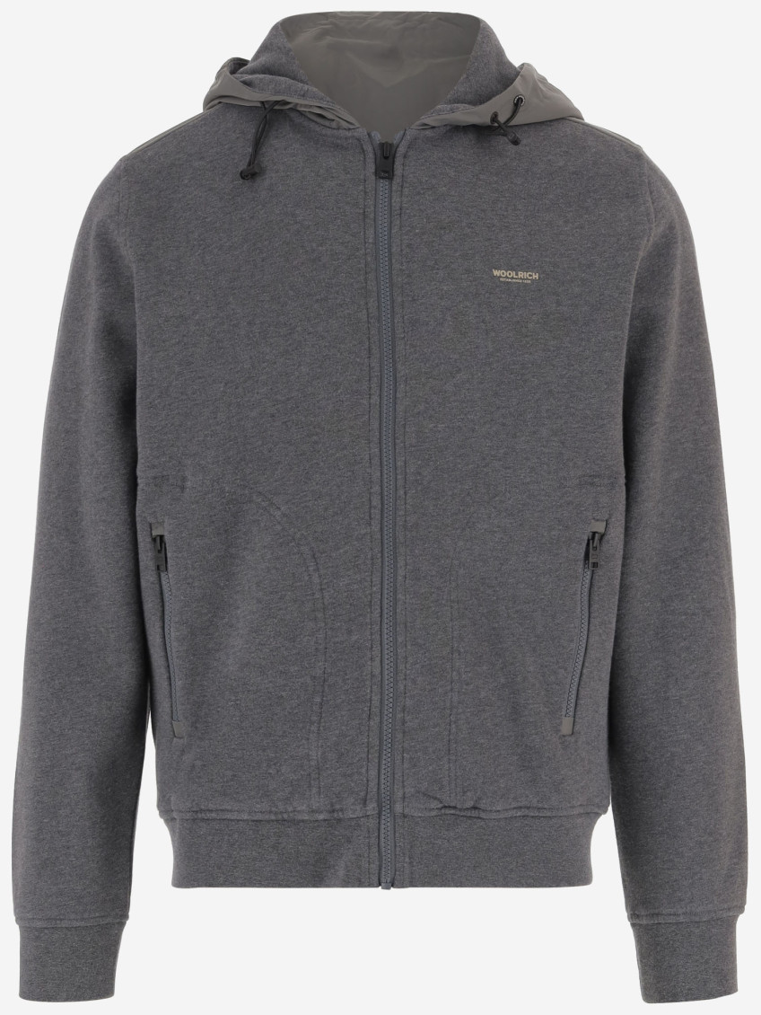 Woolrich Grey Logo Zip-up Hoodie In Multi