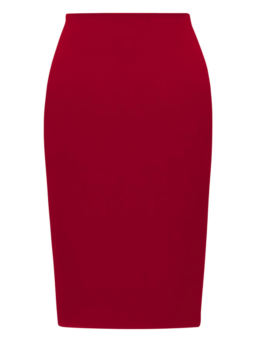 Saint Laurent Mid-rise Pencil Skirt In Satin Clothing In Red
