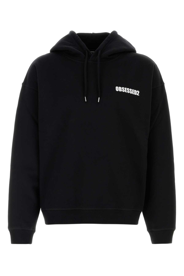 Dsquared2 Black Logo Print Hoodie In Black