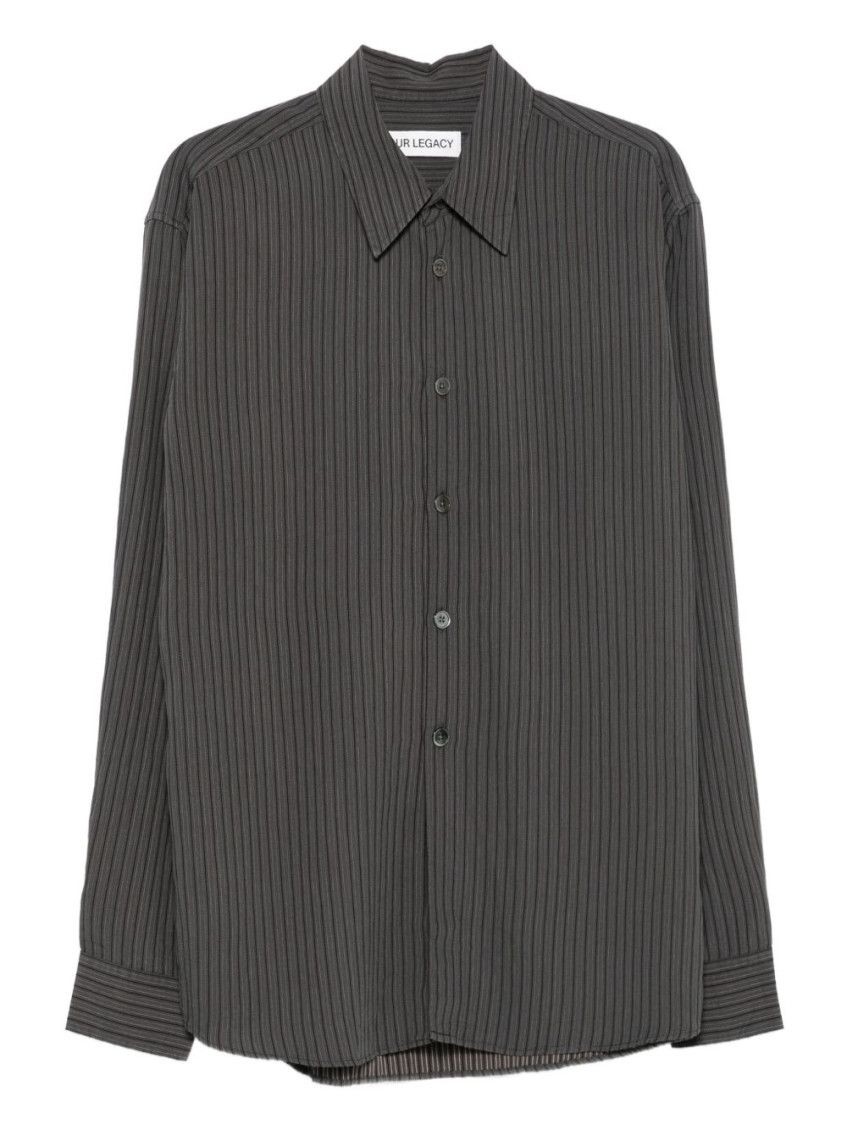 Our Legacy Striped Long Sleeve Beyond Shirt In Gray