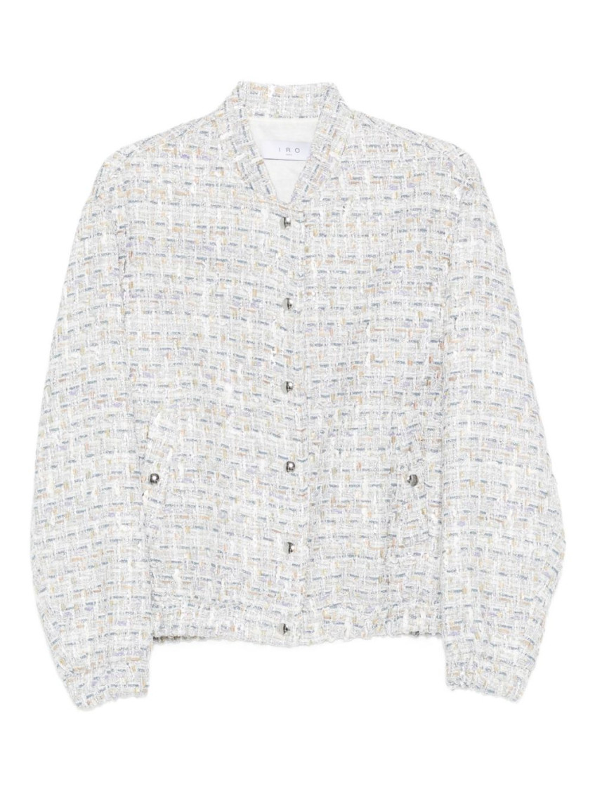 Iro Noemy Tweed Texture Cotton Jacket With Welt Pockets In Multi