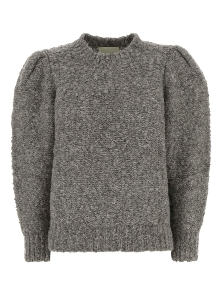 Isabel Marant Grey Round Neck Textured Sweater In Gray