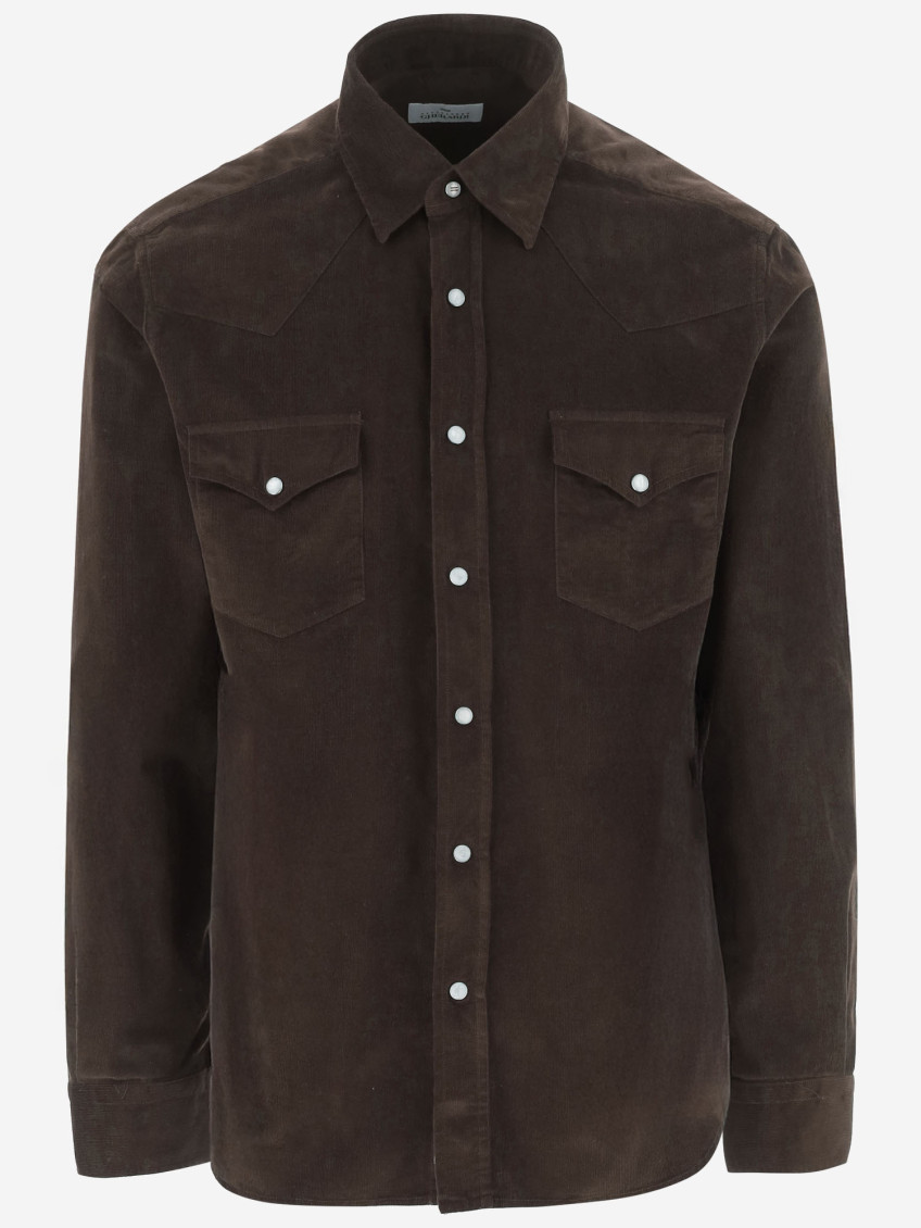 Alessandro Gherardi Brown Long Sleeves Corduroy Shirt In Brown