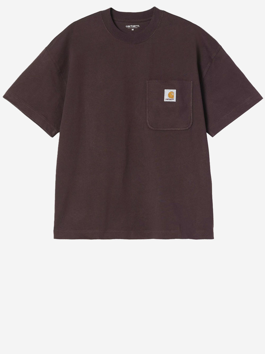 Carhartt Brown Round Neck Logo Patch T-shirt In Brown