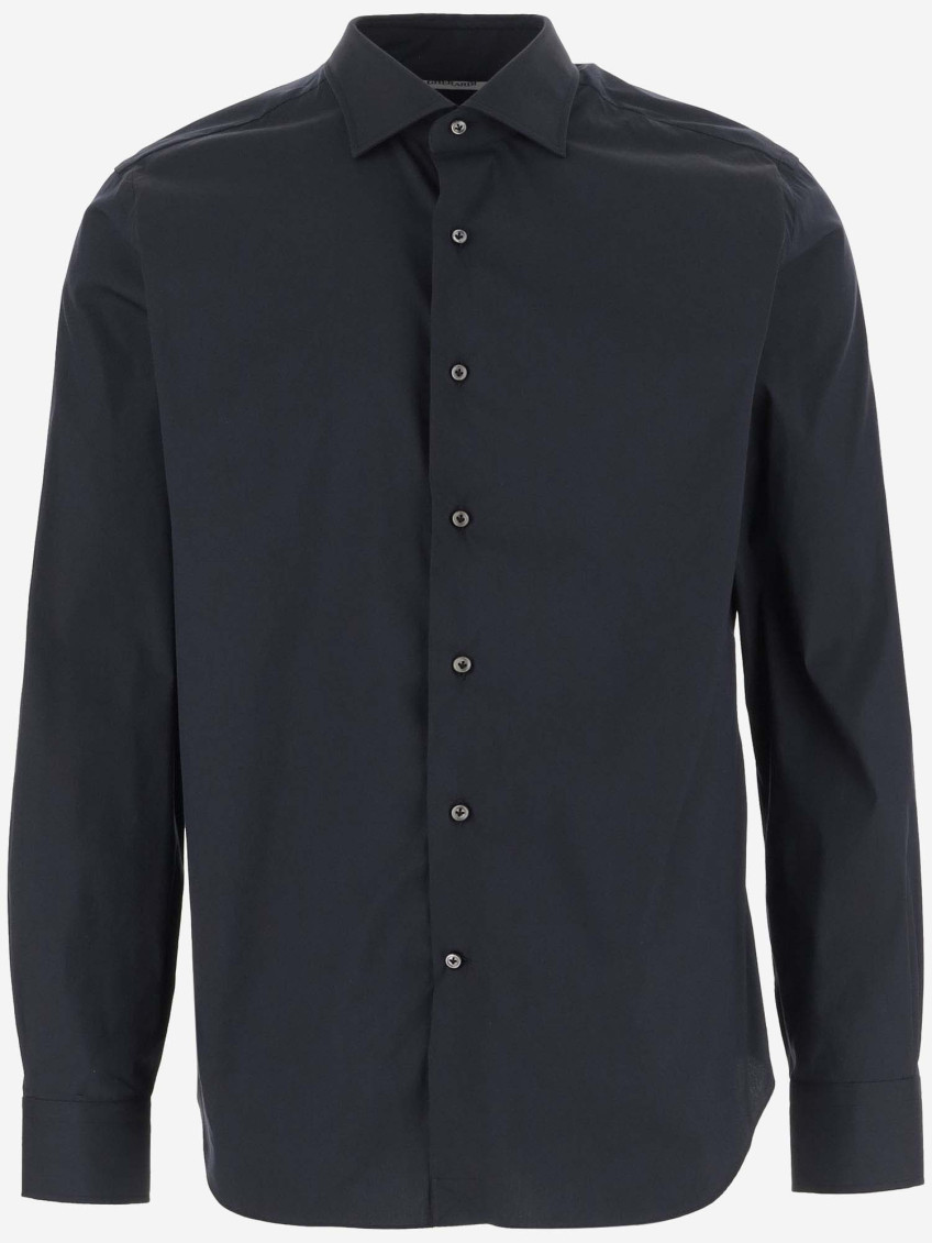 Alessandro Gherardi Navy Blue Long Sleeves Cotton Shirt In Blue