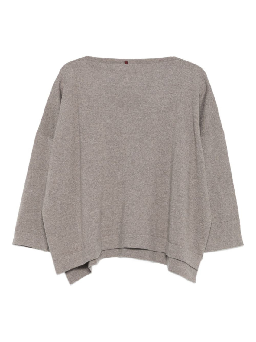 Daniela Gregis Beige Boat-neck Wool Sweater In Gray