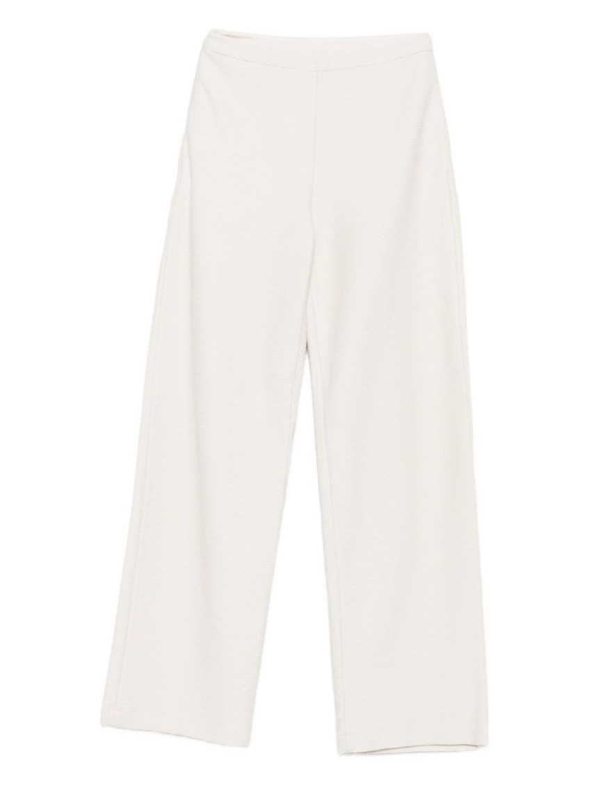 Emporio Armani Textured Straight Trousers In White