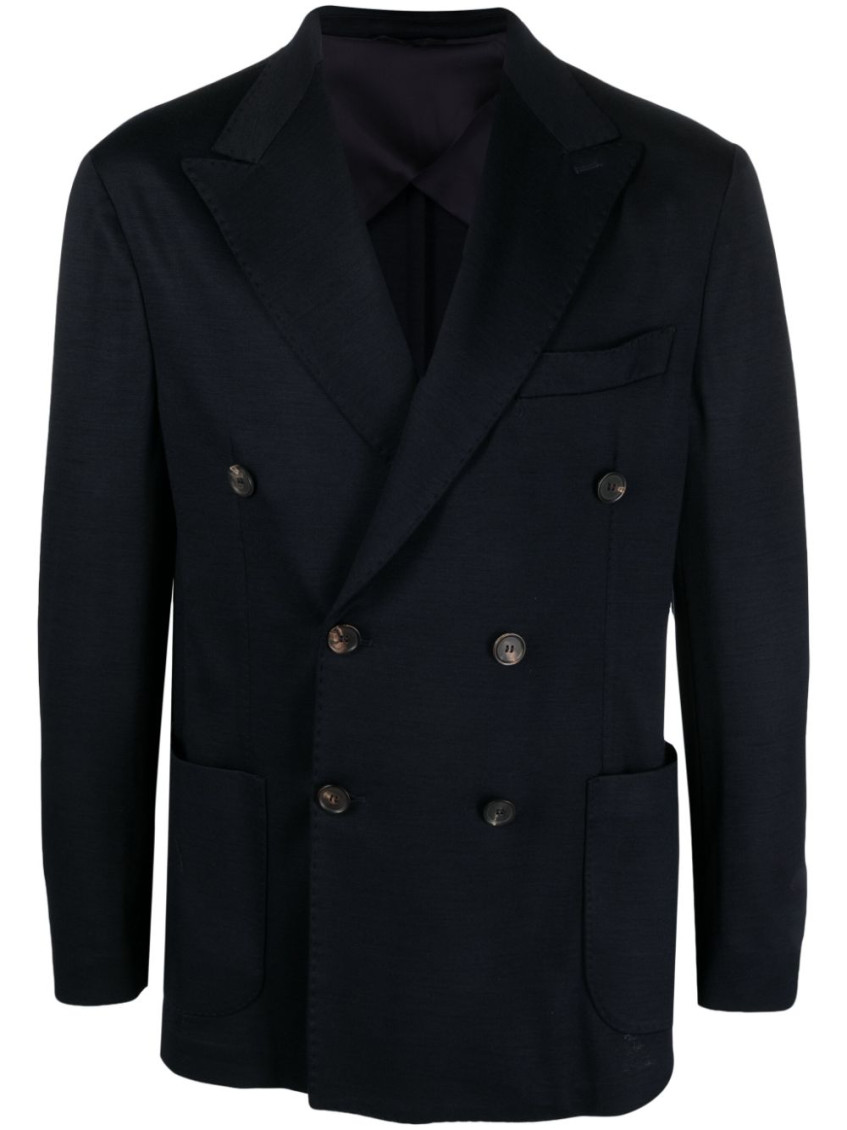 Doppia Navy Blue Double Breasted Blazer In Navy Blue
