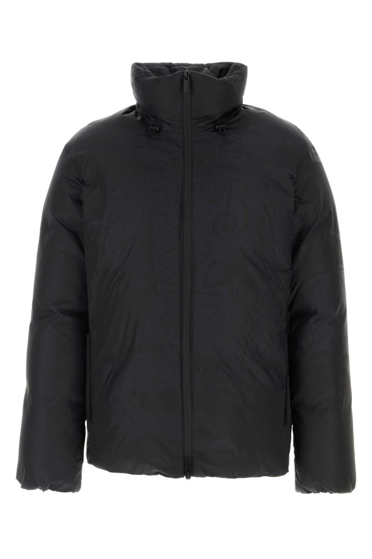 Burberry Nylon Down Jacket With Drawstring And Pockets In Dark Blue