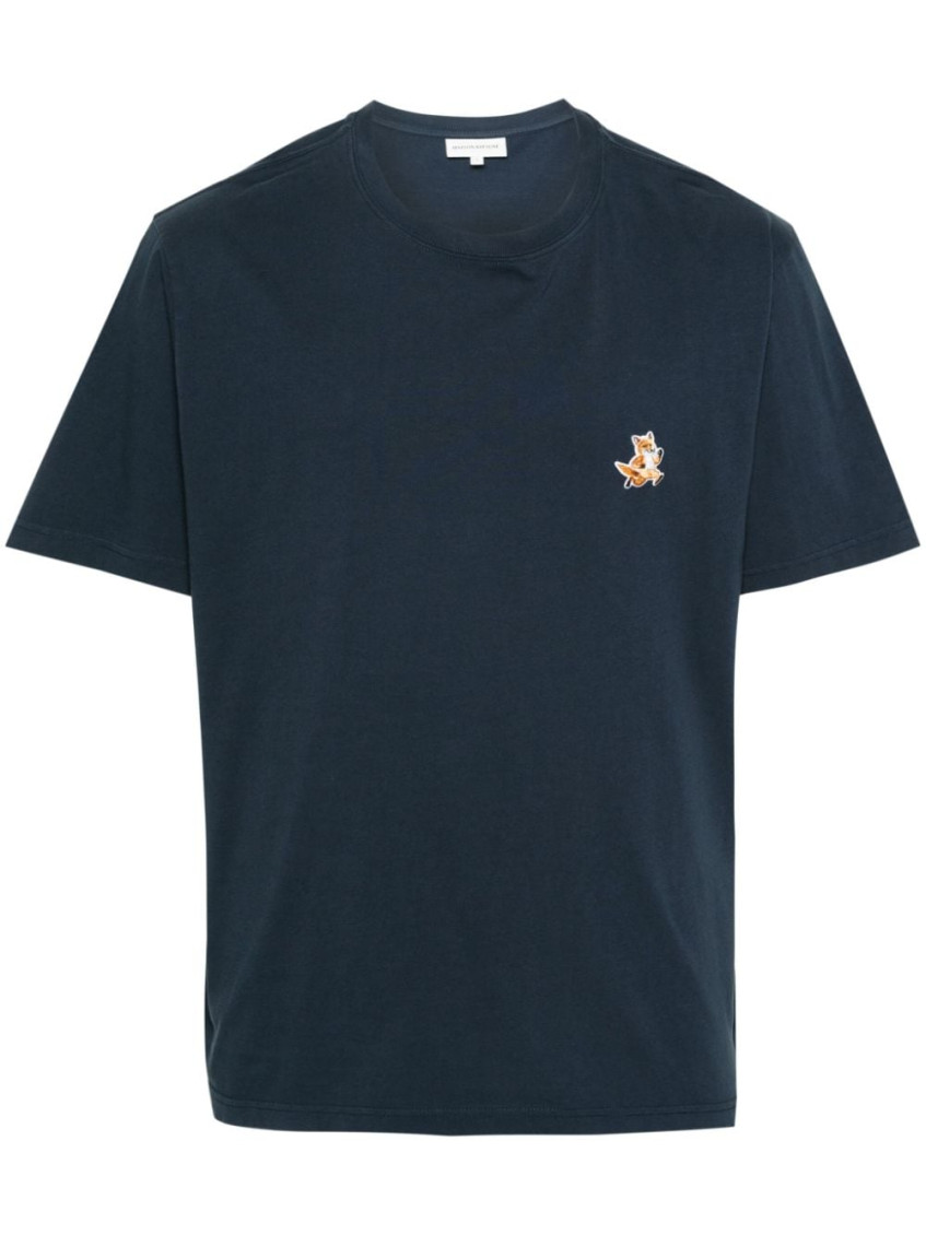 Maison Kitsuné T-shirt With Pocket And Baby Fox Patch In Dark Blue