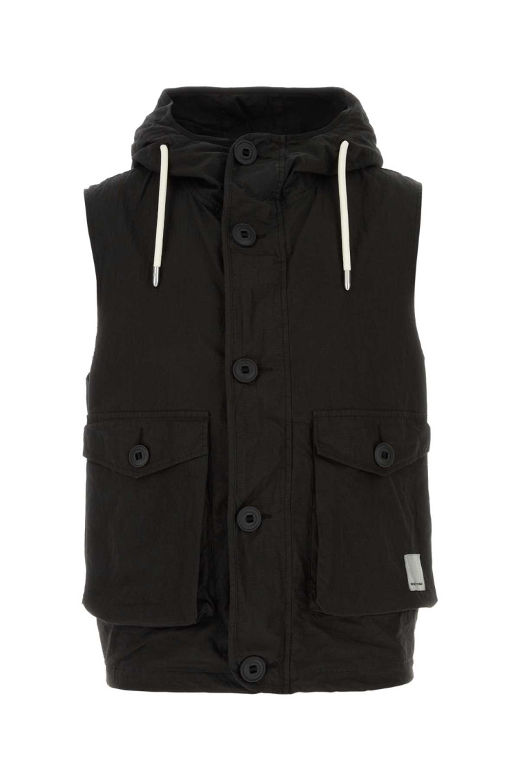 Emporio Armnai Black Logo Patch Vest In Black