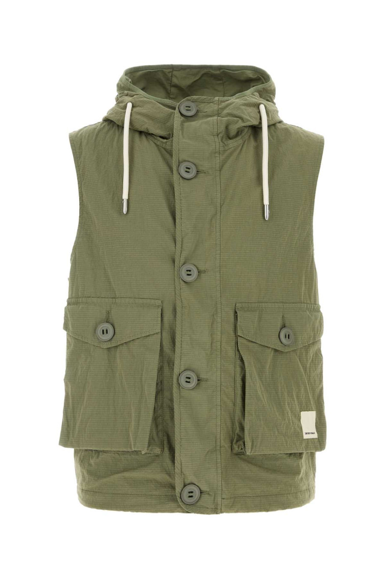 Emporio Armnai Olive Logo Patch Vest In Olive