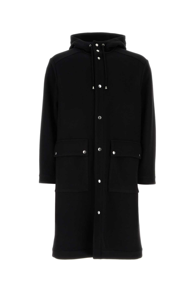 Aspesi Wool Blend Melton Loose Parka In Black