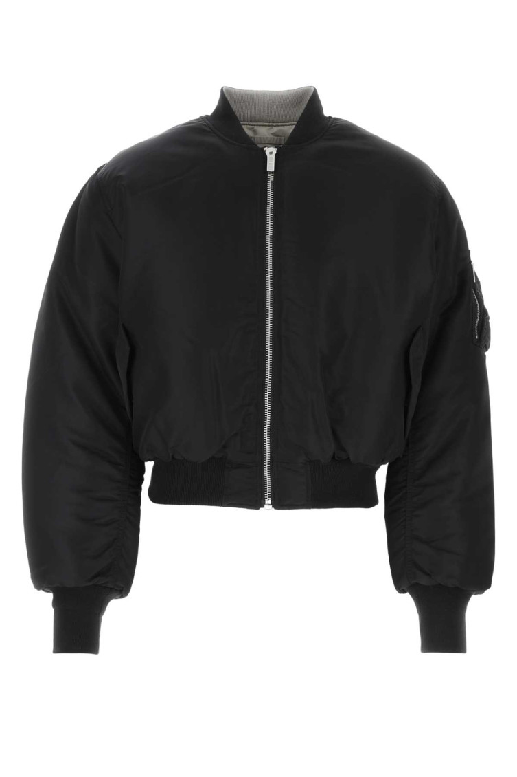Shop Vtmnts Black Padded Bomber Jacket