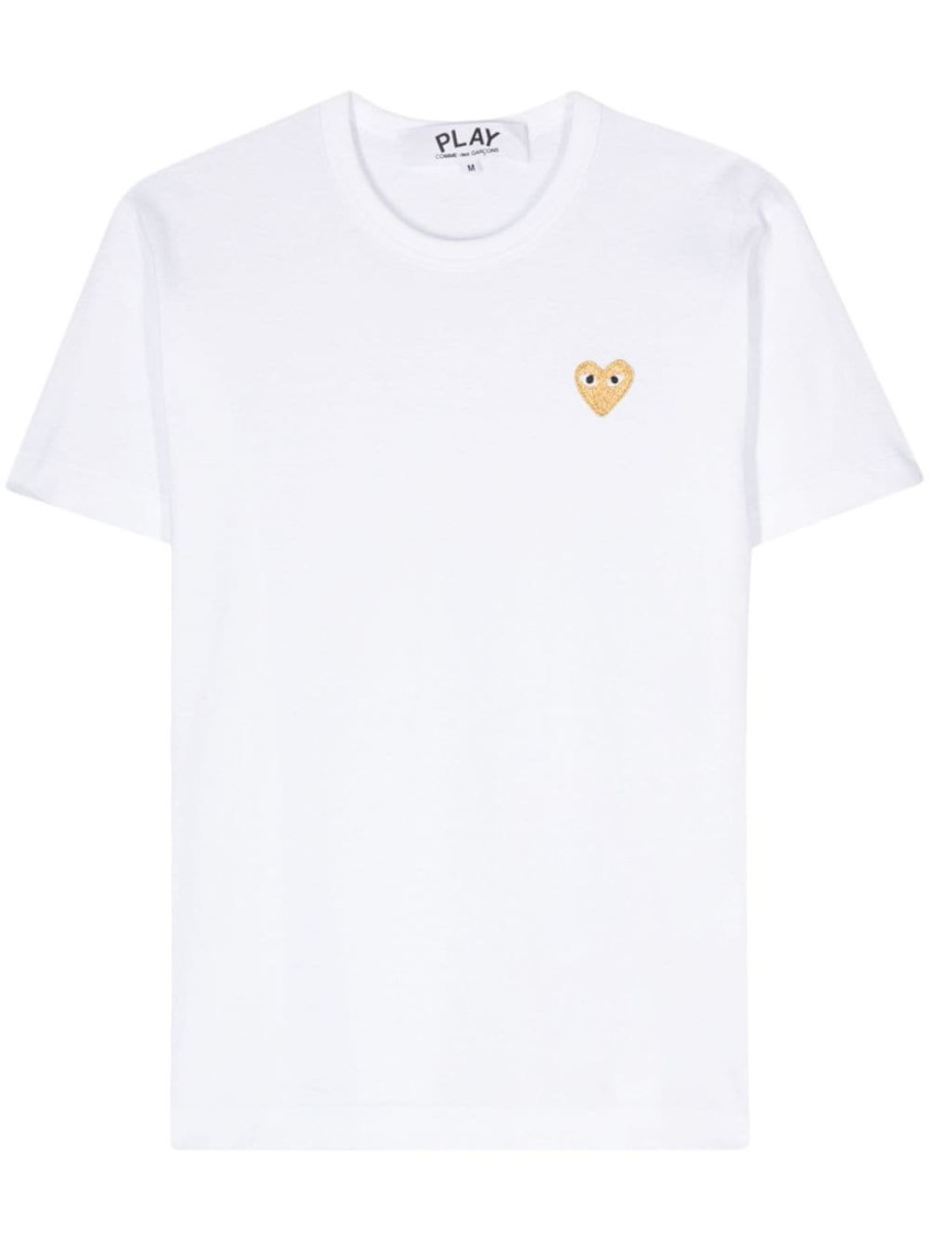Comme Des Garçons White Crewneck Embroidered Logo T-shirt In White