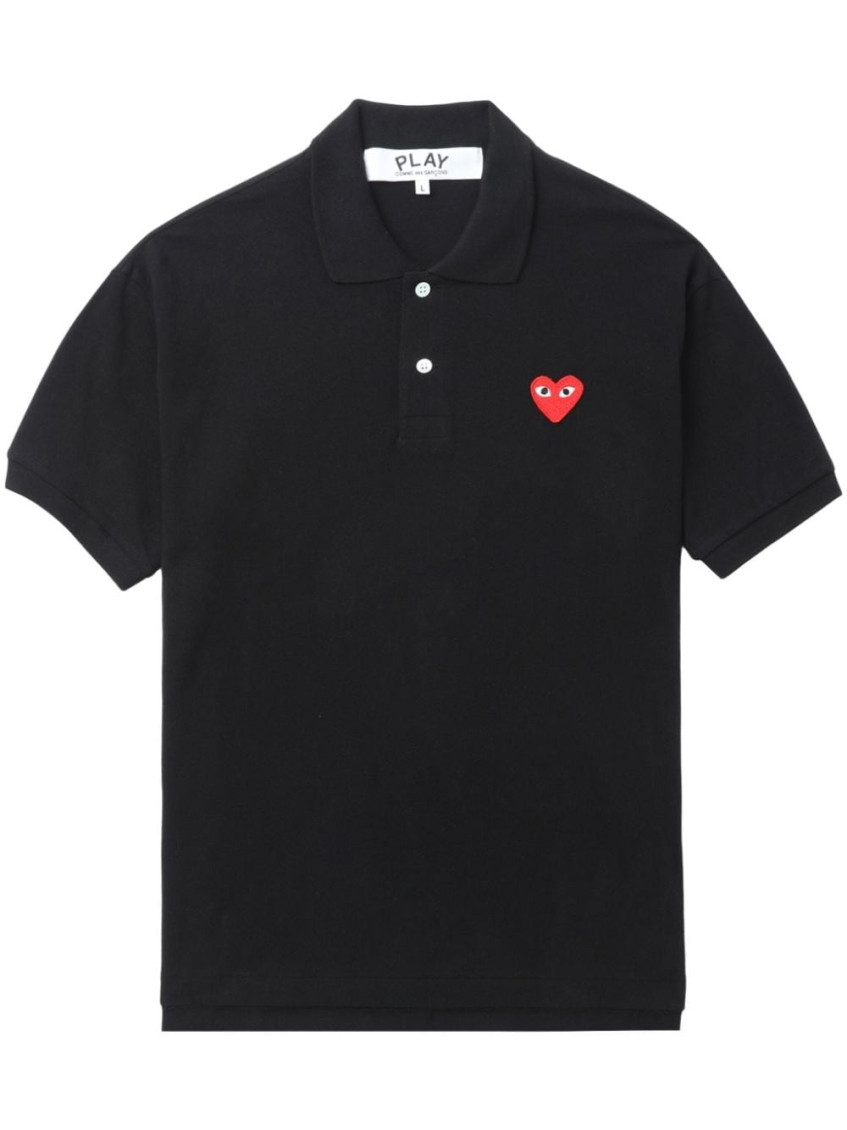 Comme Des Garçons Black Logo Patch Polo In Multi