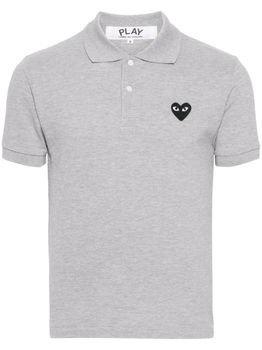 Comme Des Garçons Grey Logo Emblem Polo In Gray