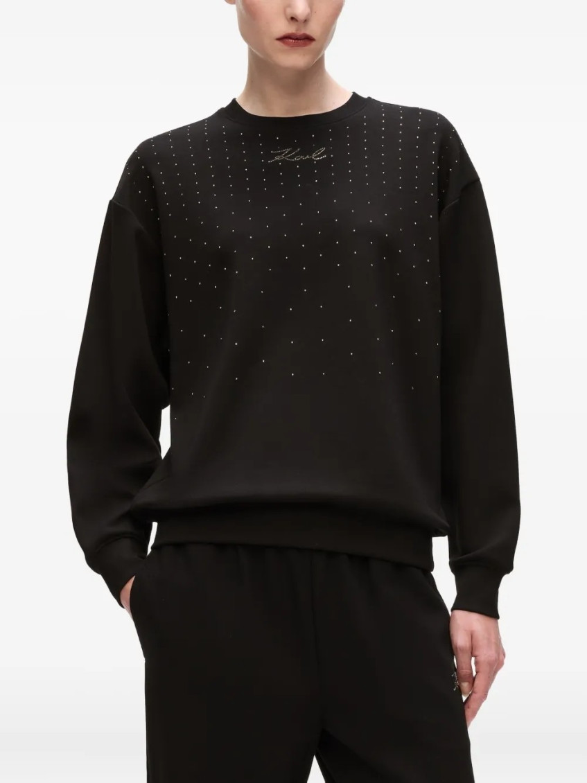 Karl Lagerfeld Rhinestone-embellished Sweatshirt In Black