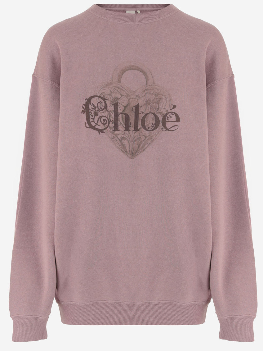 CHLOÉ WOMEN PINK CREWNECK PRINTED SWEATSHIRT, XS LUXURY SWEATSHIRTS & HOODIES FOR WOMEN DARVEYS