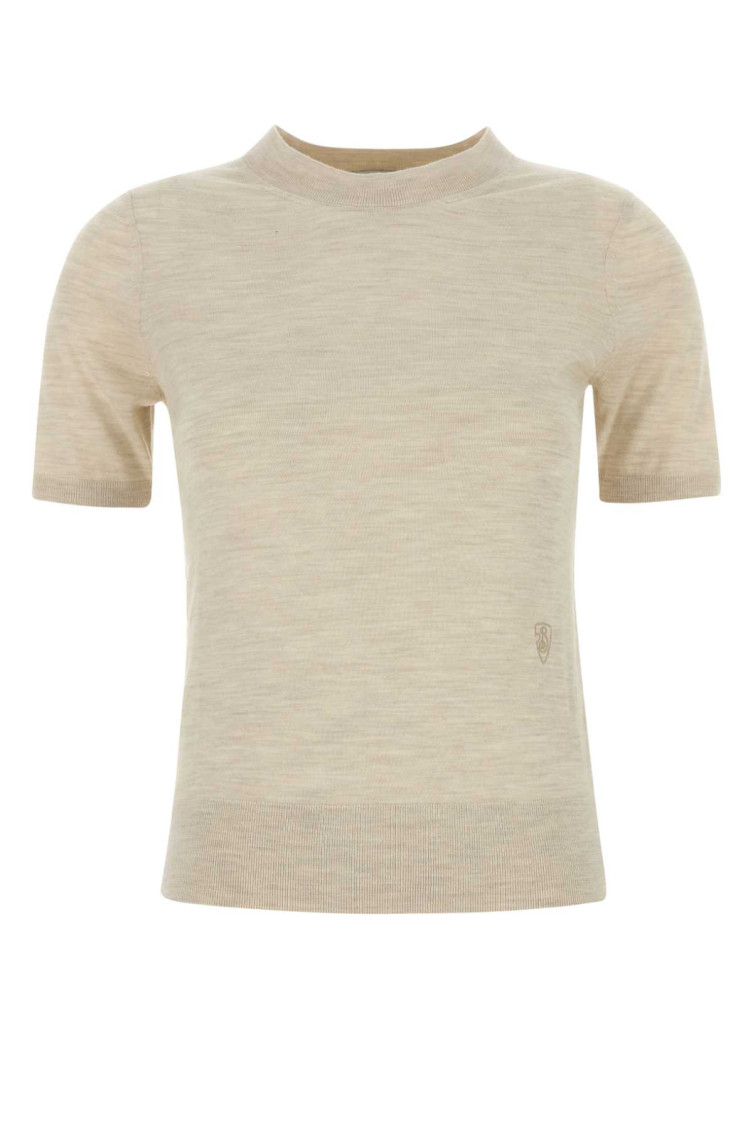 Burberry Women Sand Wool T-shirt In Beige