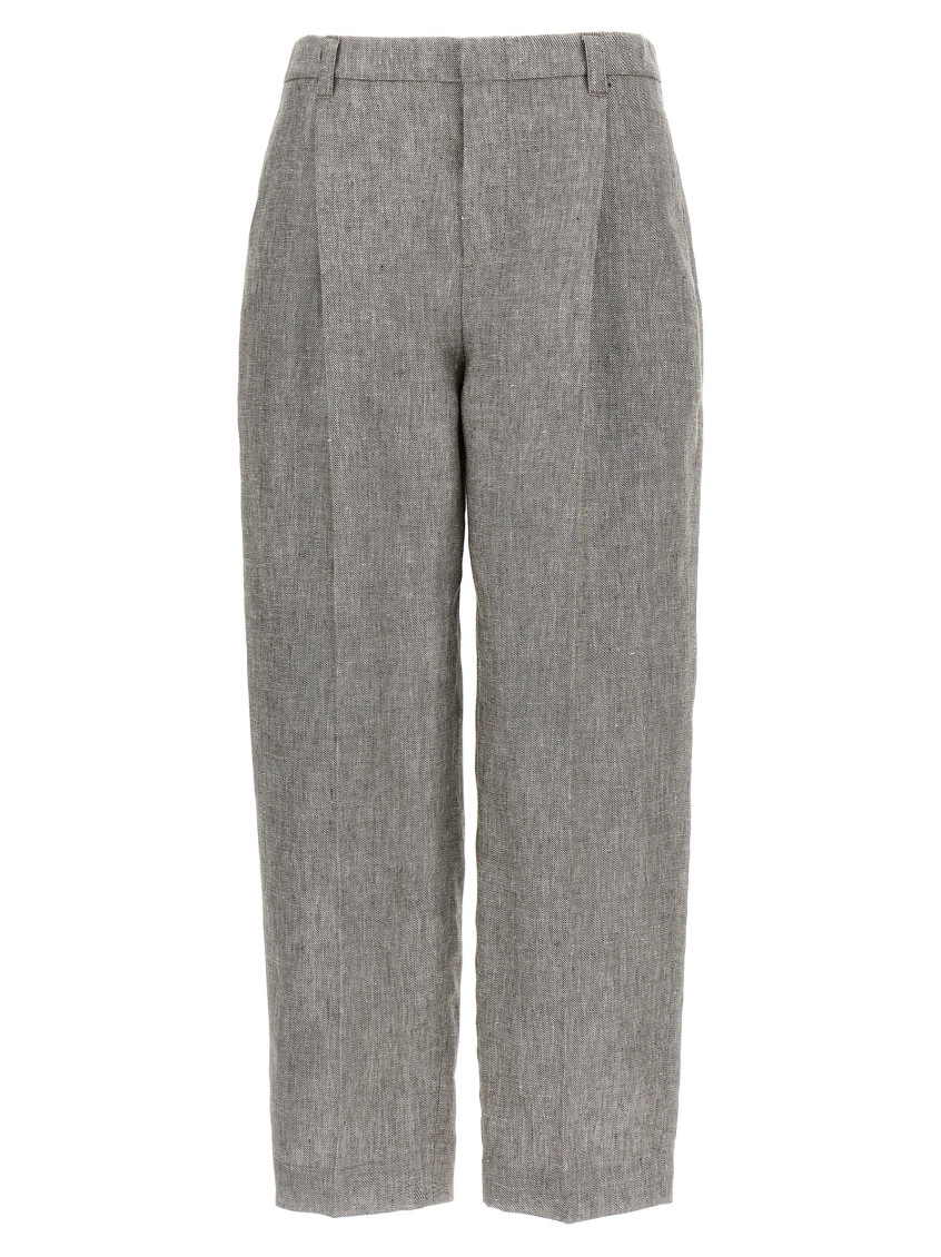 Brunello Cucinelli Straight-leg Trousers With Stretched Pleat In Brown