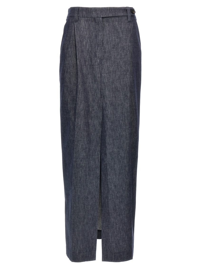 Shop Brunello Cucinelli Blue Skirt Monile