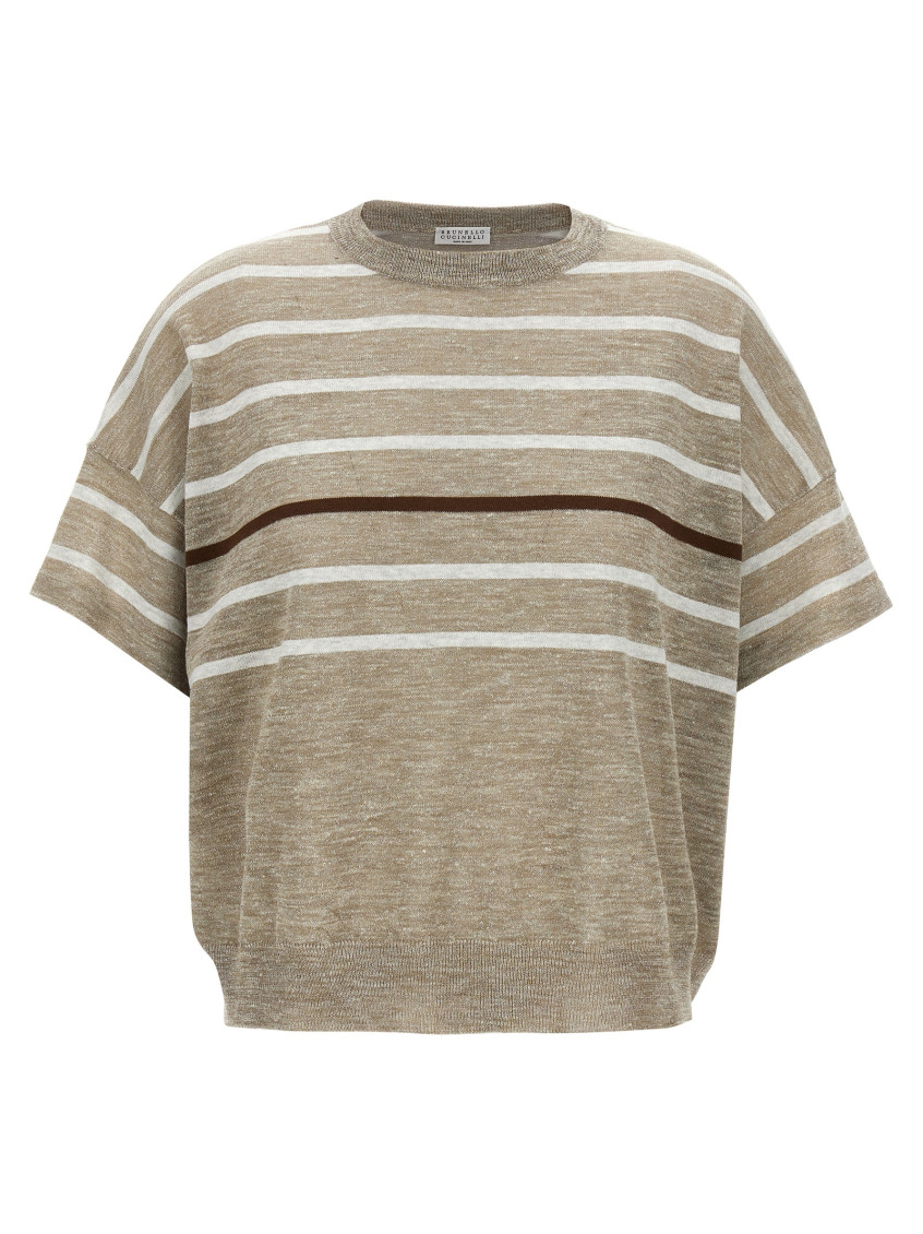 Shop Brunello Cucinelli Multicolor Lurex Stripes Sweater