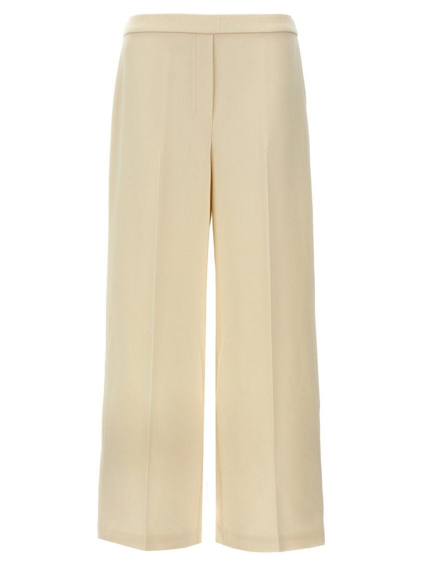 Theory Wide Pull On Trousers With Front Pleats In White