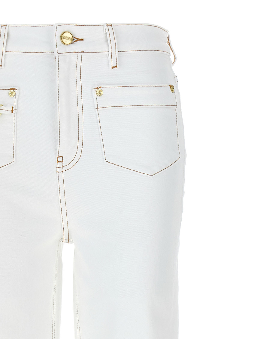 【関税込み】GANNI ホワイト Goddi HW ジーンズ Ganni White Goddi jeans for Women Online USA at Darveys.com