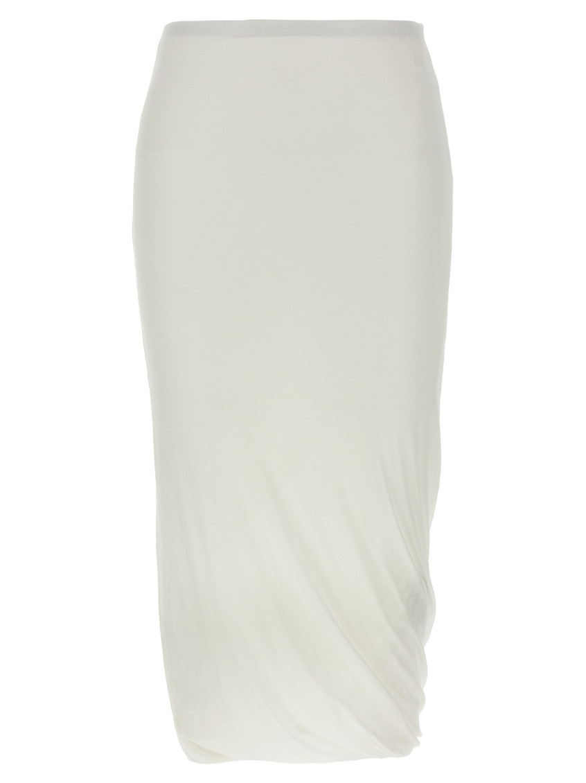 Jil Sander White Twisted Midi Skirt In White