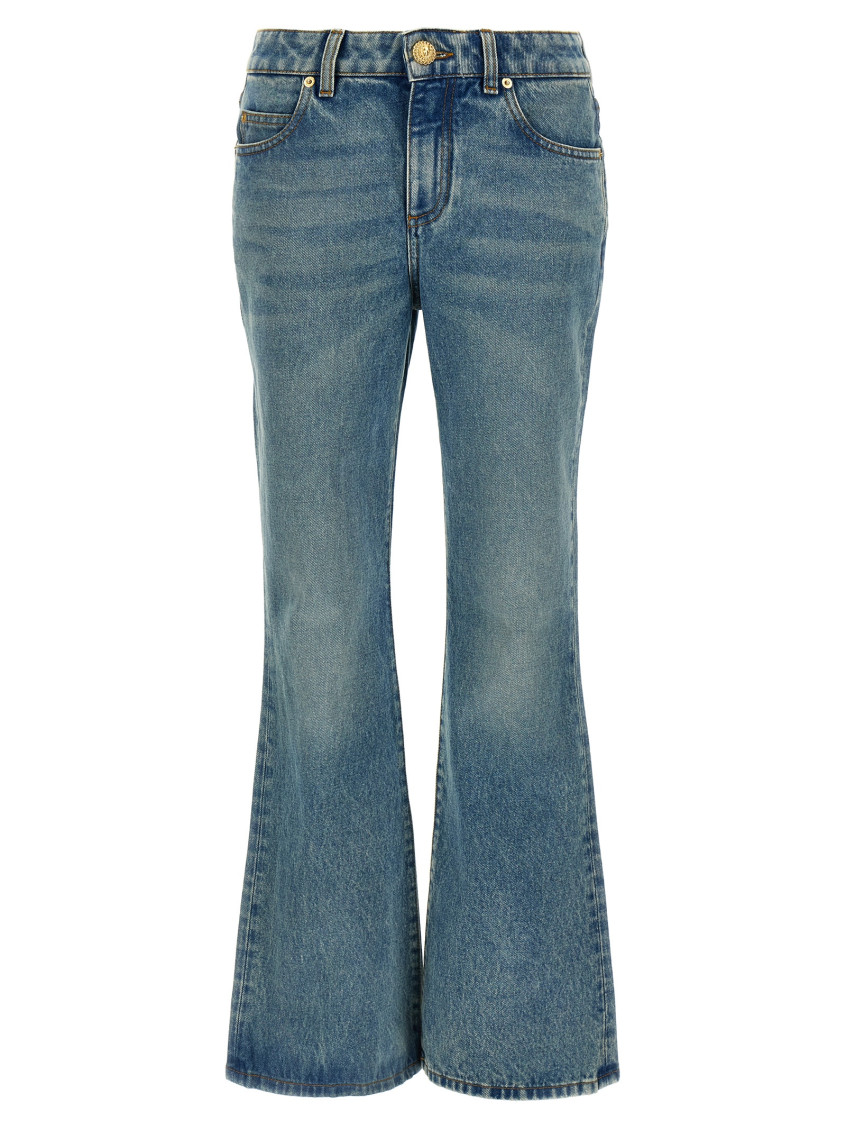 Balmain Flared Denim Jeans In Blue