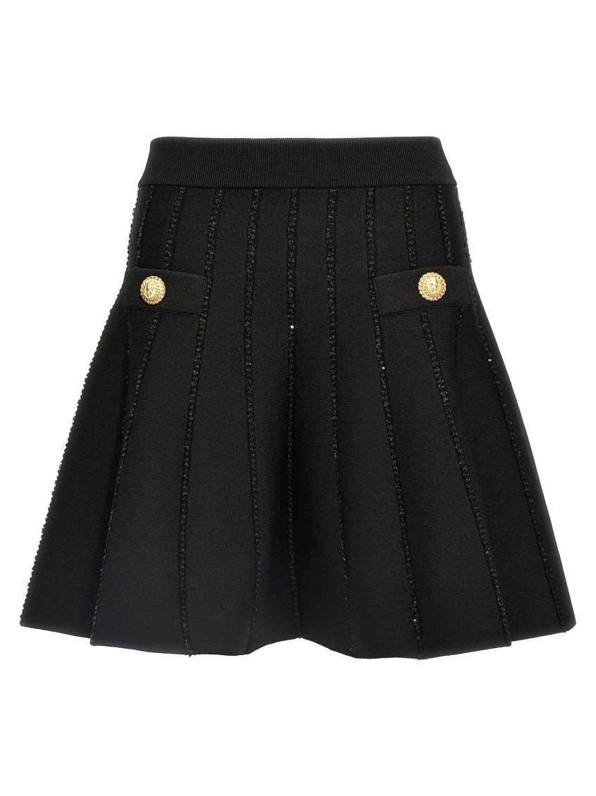 Shop Balmain Black Sequin Skirt