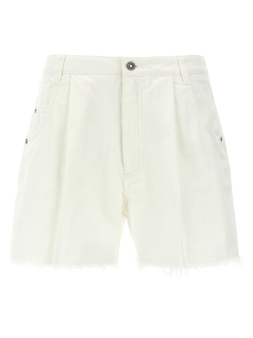 Ermanno Scervino Bermuda Shorts Frayed Hem Detail In White