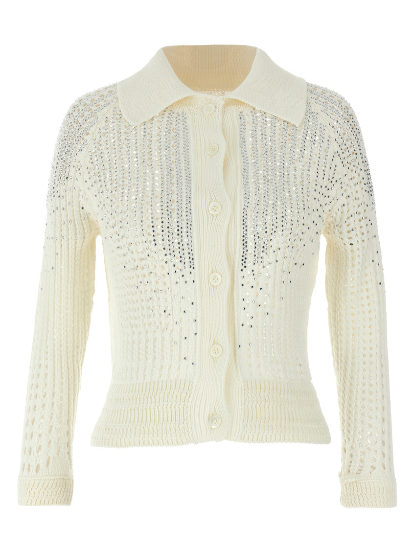 Ermanno Scervino Rhinestone Cardigan Sweaters And Cardigans In White