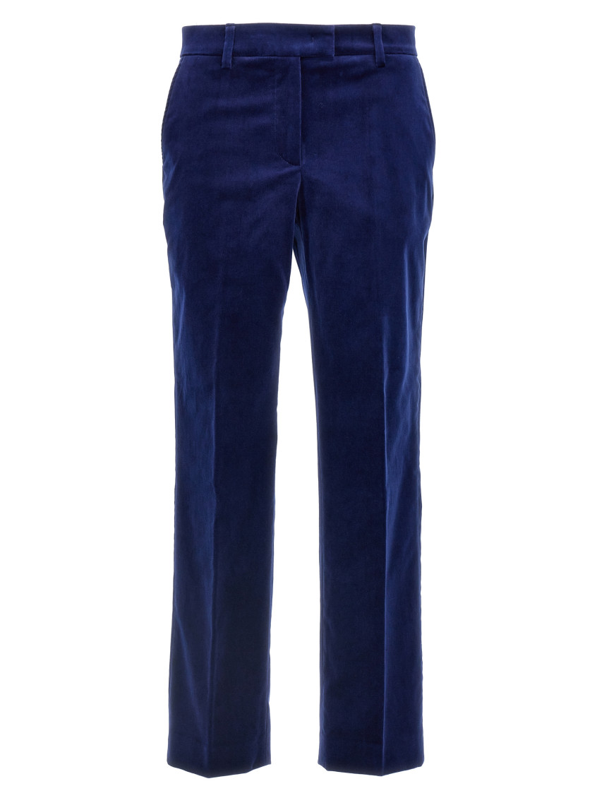 Shop Alberto Biani Dark Blue Velvet Trousers